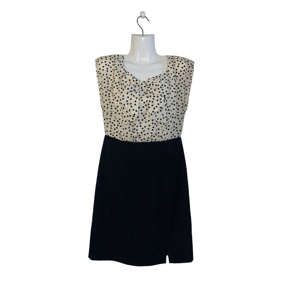 ALYX Black White Polka Dot Sleeveless Dress Bow Size 8P Rockabilly Classy Chic